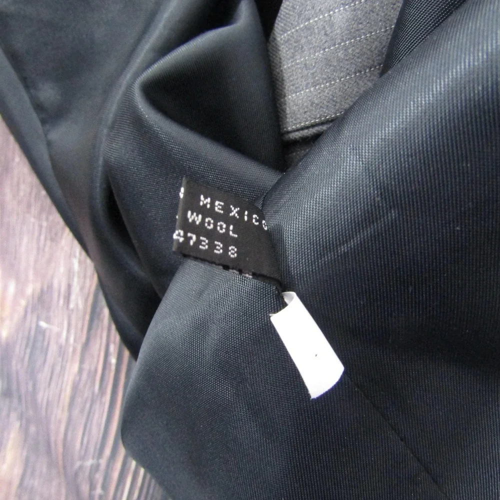 Suit Vest‎ Mens 40 Gray Striped Wool 2 Piece Belted Formal Waistcoat Wedding